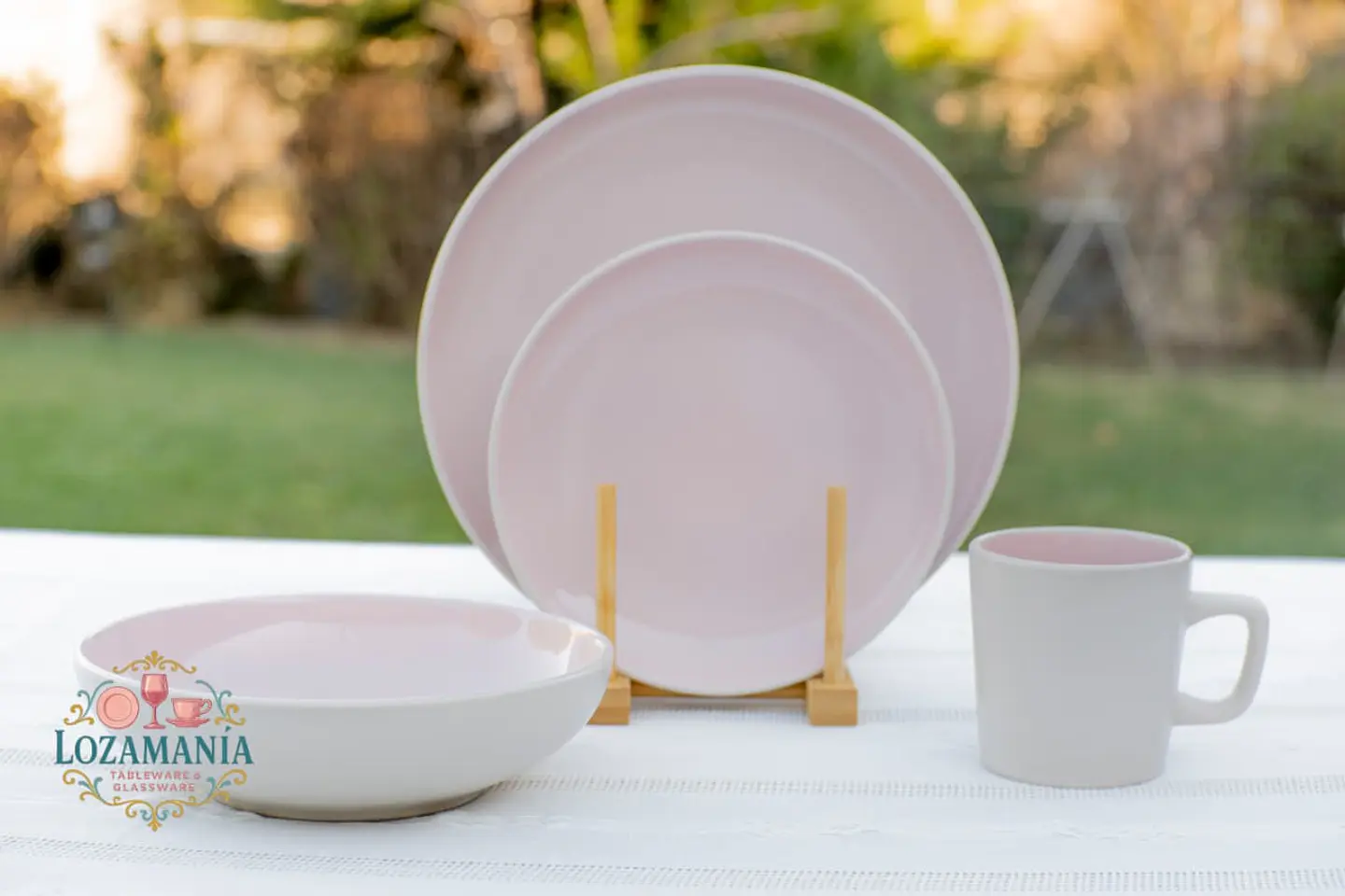 Set de Loza para 4 personas 16 piezas Rosa y Beige 1