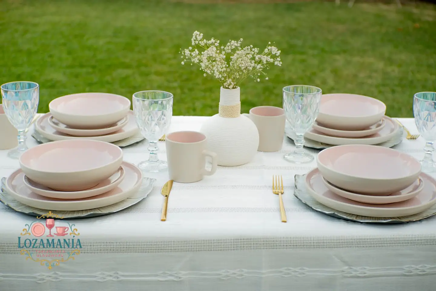 Set de Loza para 4 personas 16 piezas Rosa y Beige 2