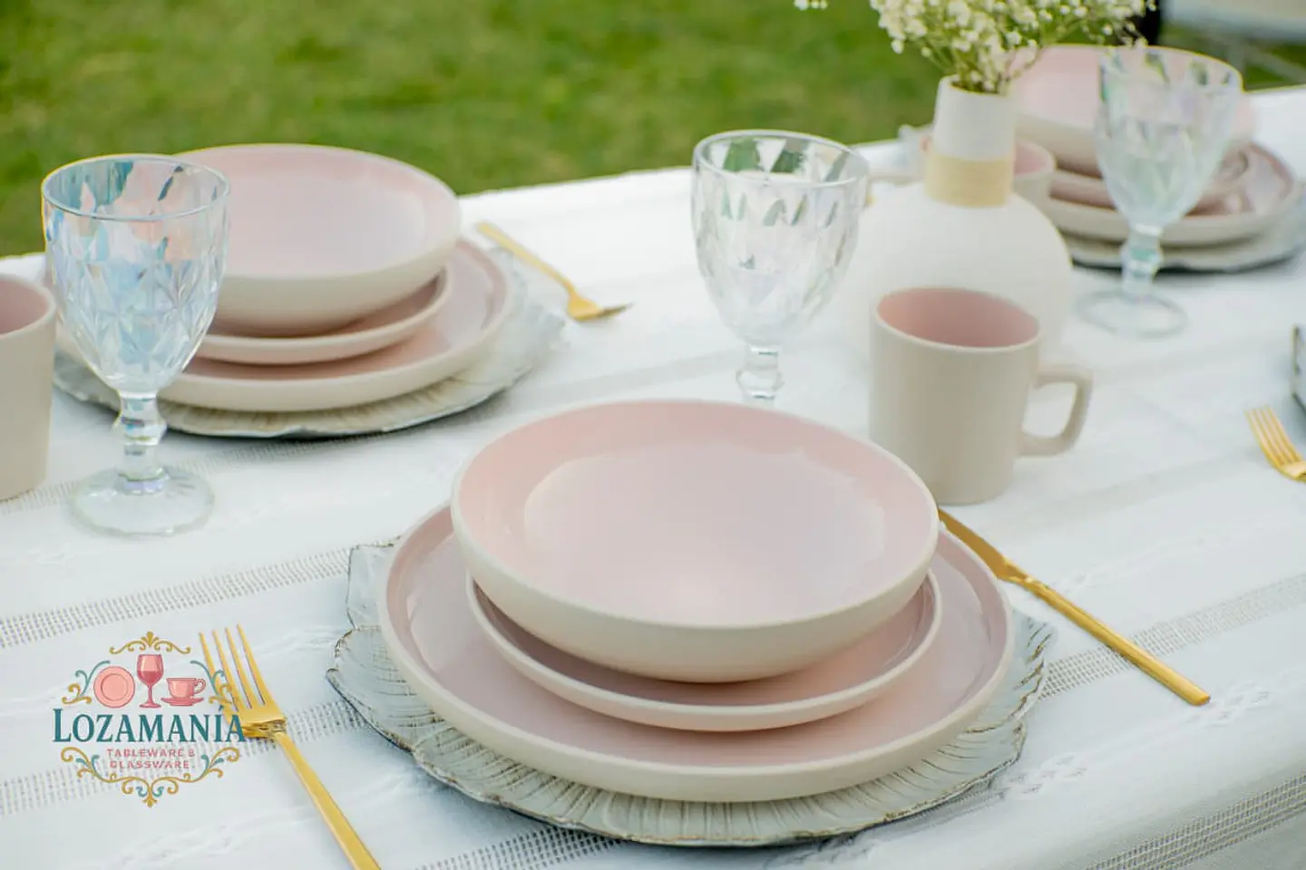 Set de Loza para 4 personas 16 piezas Rosa y Beige 3