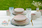 Set de Loza para 4 personas 16 piezas Rosa y Beige - Miniatura 9