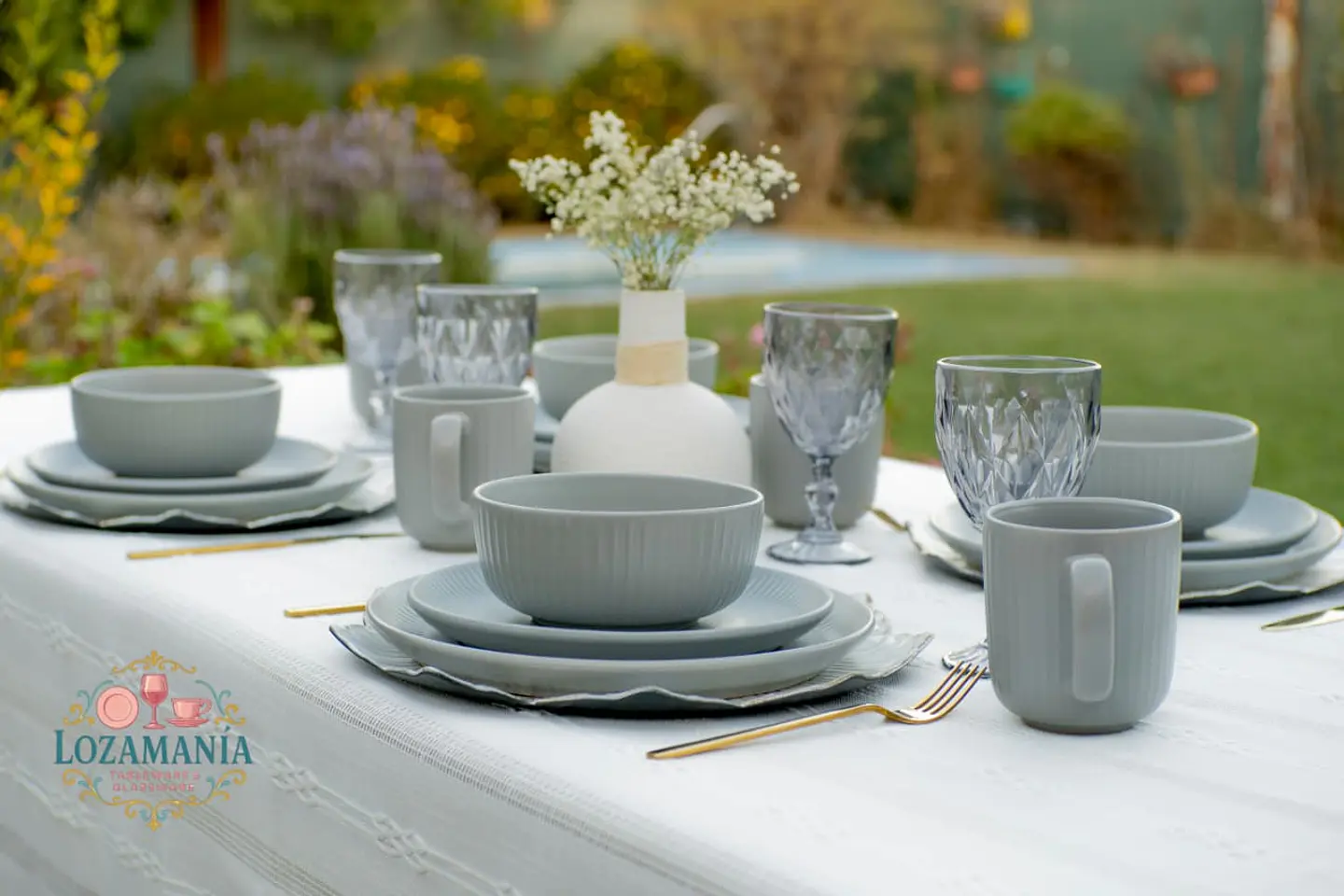 Set de loza 16 Piezas para 4 personas Gris  2