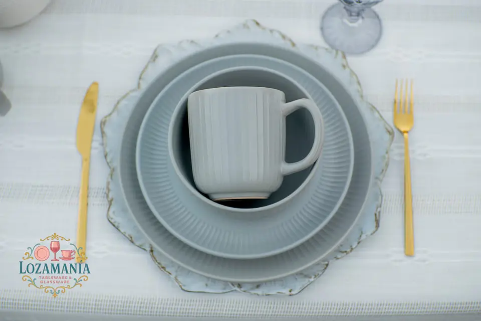 Set de loza 16 Piezas para 4 personas Gris  8