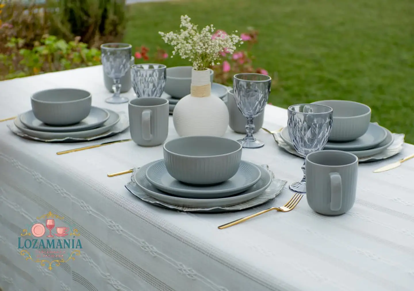 Set de loza 16 Piezas para 4 personas Gris  9