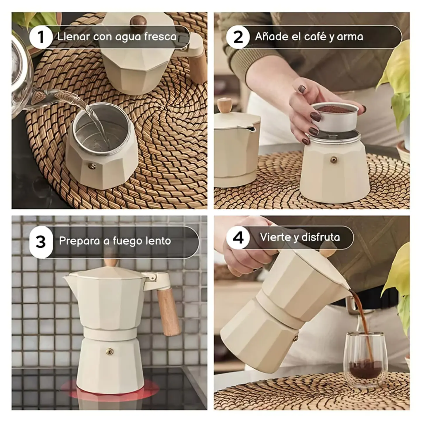 Cafetera Italiana de 6 tazas espresso Marfil 6