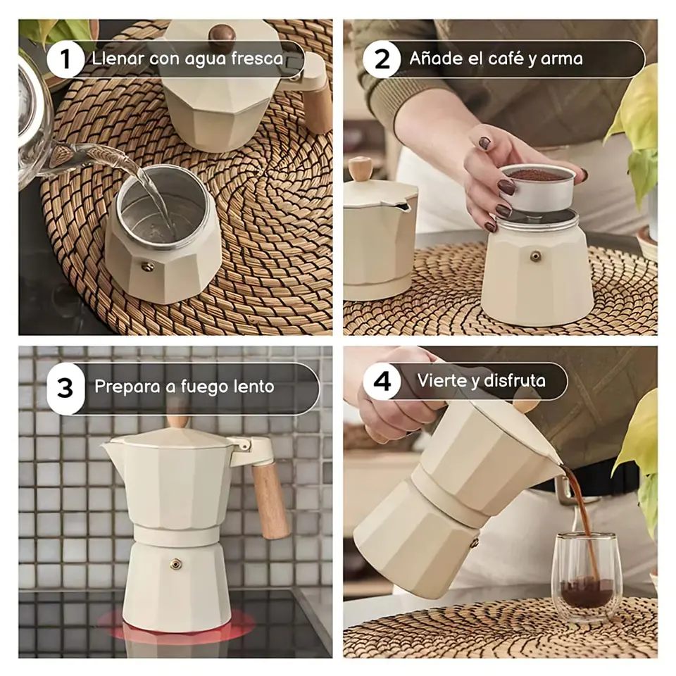 Cafetera Italiana de 6 tazas espresso Marfil 6