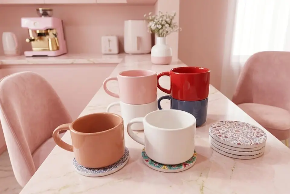 Set 6 Tazas + 6 posa tazas 250 ml Colores 2