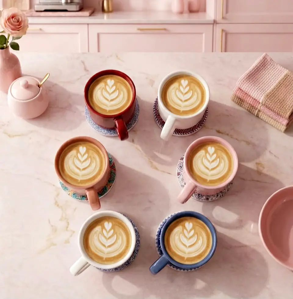 Set 6 Tazas + 6 posa tazas 250 ml Colores 4