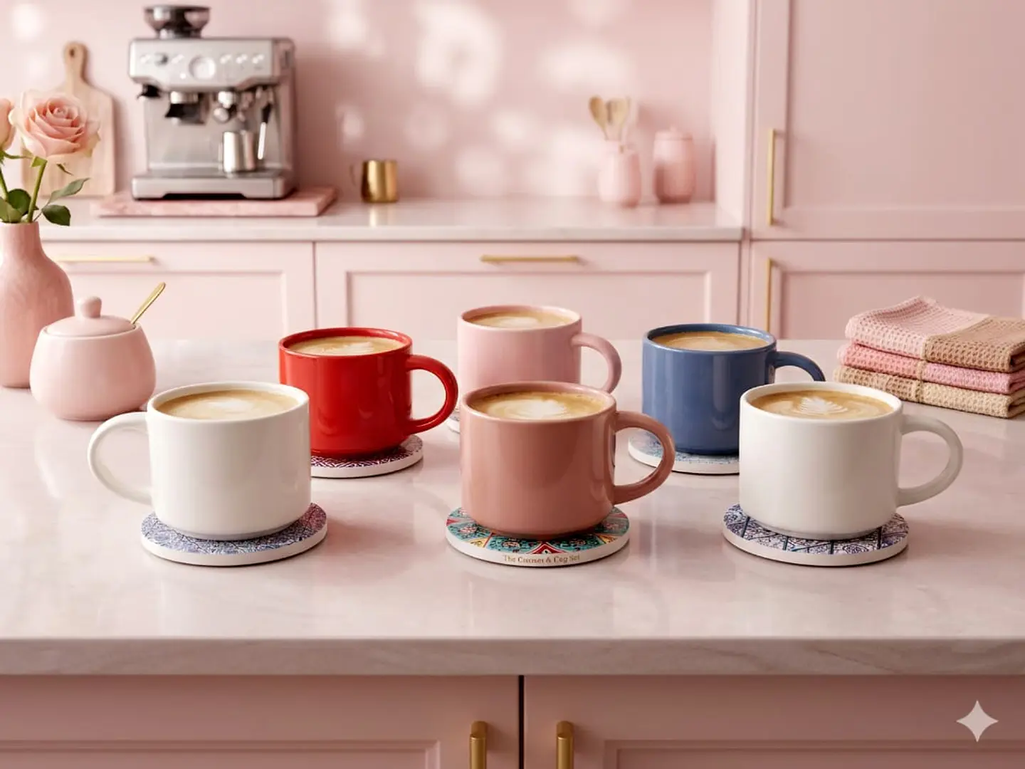 Set 6 Tazas + 6 posa tazas 250 ml Colores 1