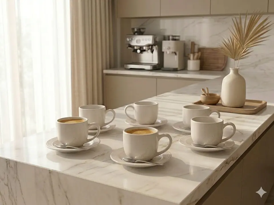 Set de 6 Tazas y platillos cerámica 120 cc expresso 1
