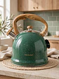 Tetera Silbadora de Acero Inoxidable 3 Litros Vicalina Azul y Verde Vintage - Miniatura 4