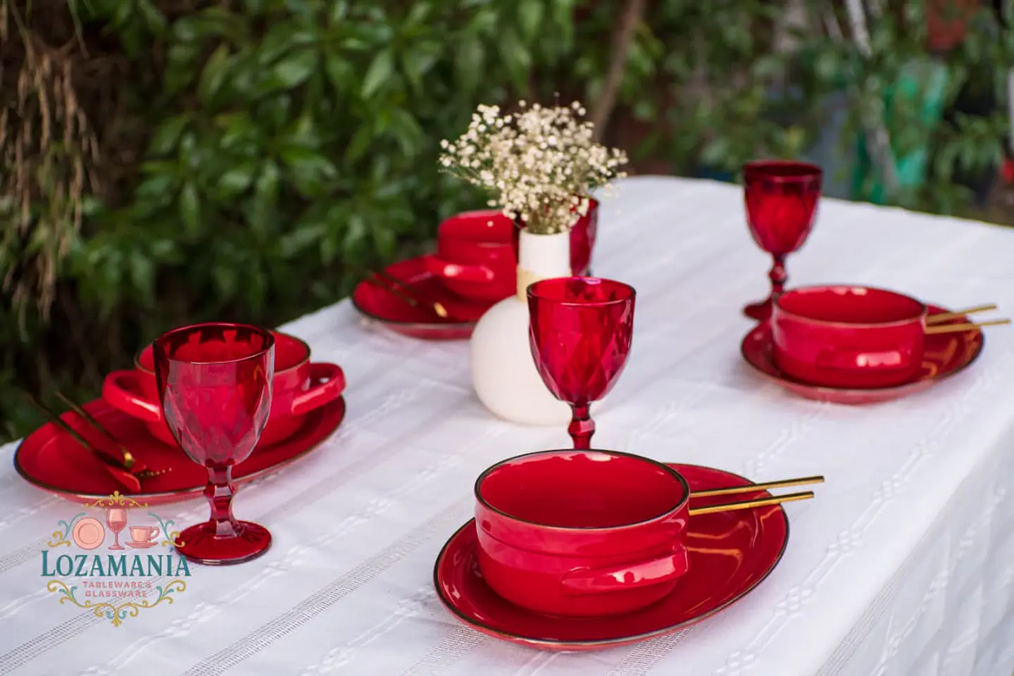 Set de Loza 4 personas 8 Piezas Turquesa y Rojo 13