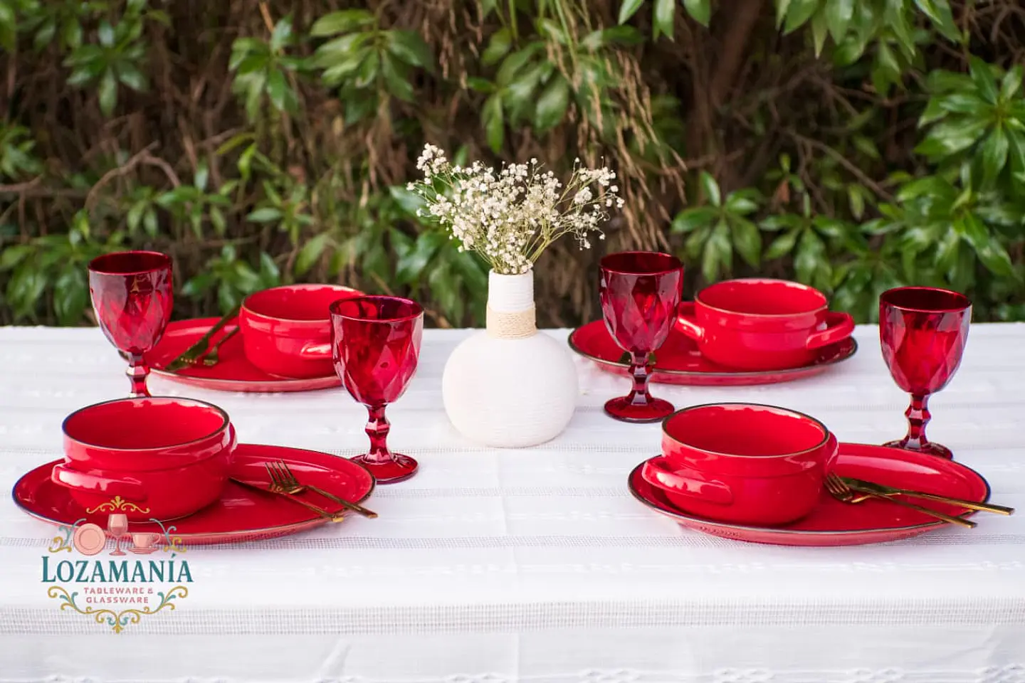 Set de Loza 4 personas 8 Piezas Turquesa y Rojo 10