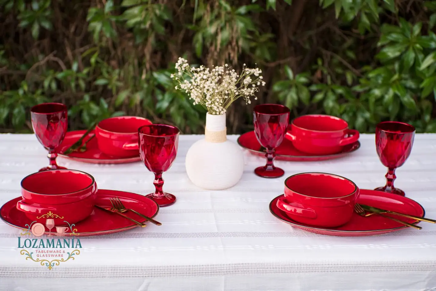 Set de Loza 4 personas 8 Piezas Turquesa y Rojo 15