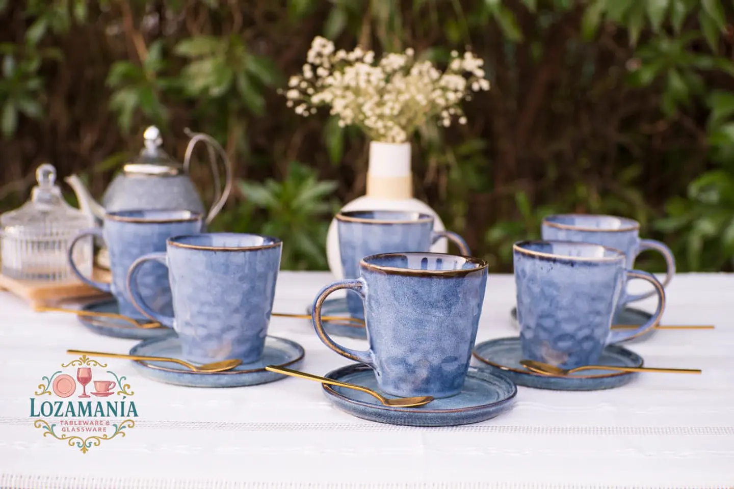 Set de 6 Tazas y platillos estilo Rústico 