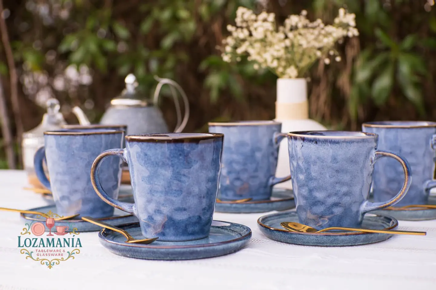Set de 6 Tazas y platillos estilo Rústico 