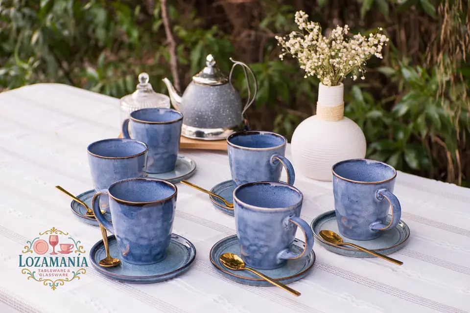 Set de 6 Tazas y platillos estilo Rústico 