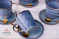 Set de 6 Tazas y platillos estilo Rústico 