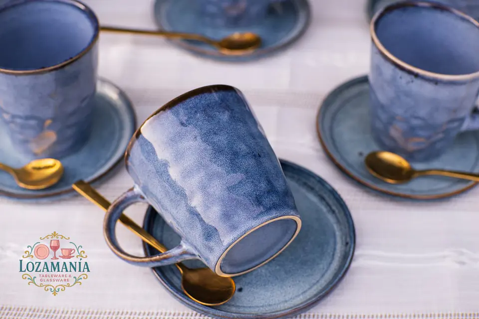 Set de 6 Tazas y platillos estilo Rústico 
