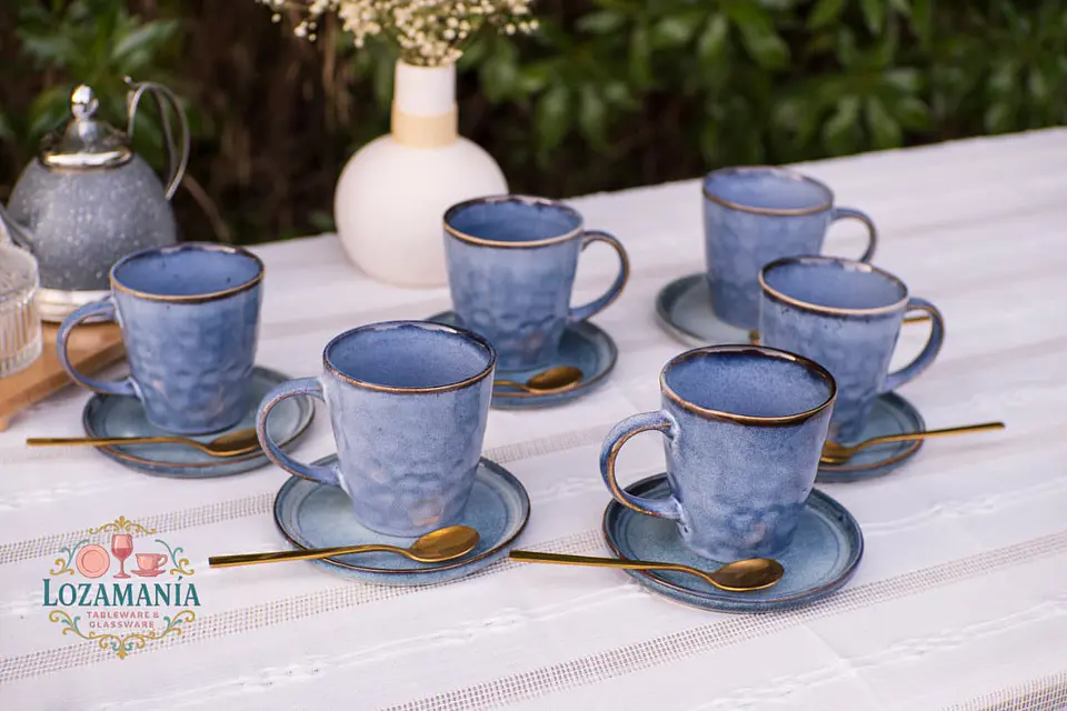 Set de 6 Tazas y platillos estilo Rústico 