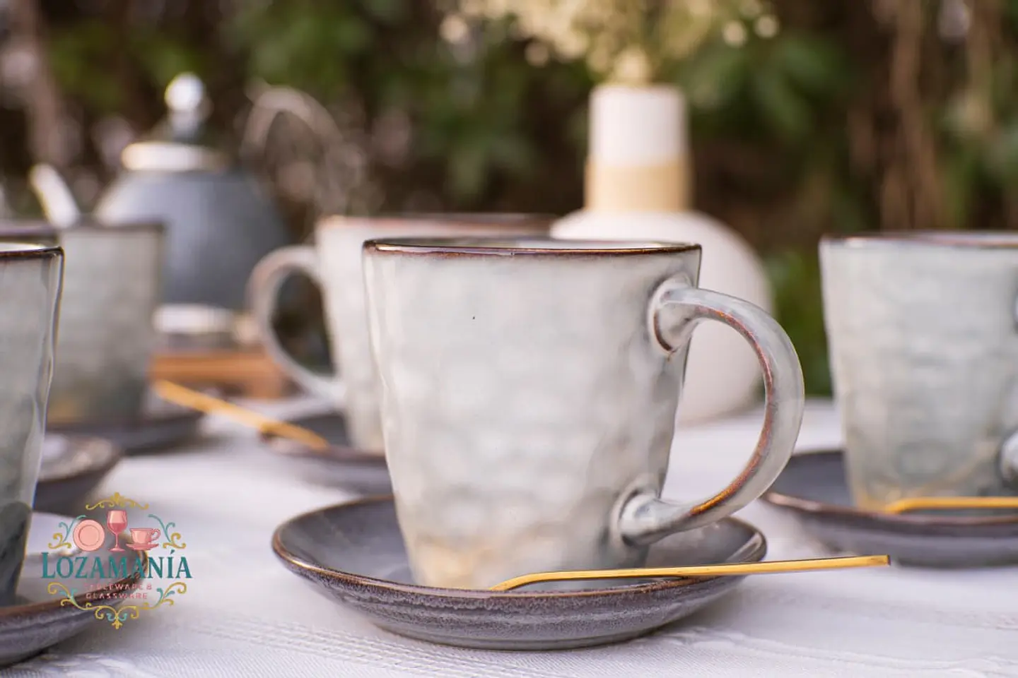 Set de 6 Tazas y platillos estilo Rústico 