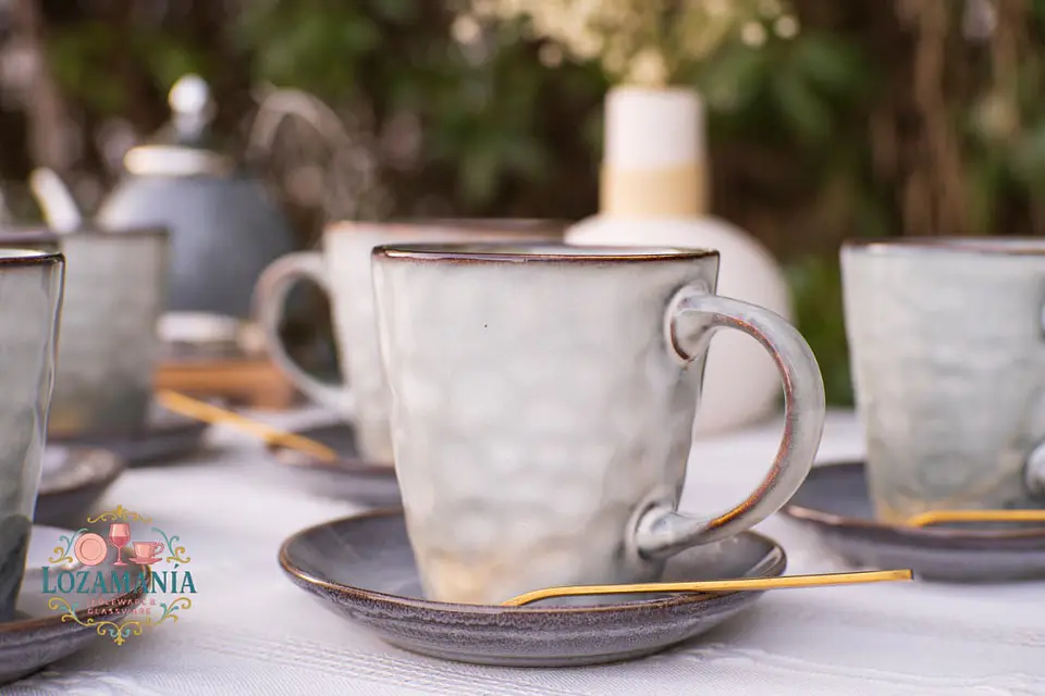Set de 6 Tazas y platillos estilo Rústico 