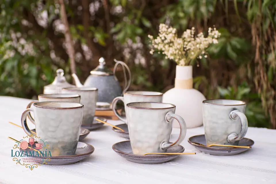 Set de 6 Tazas y platillos estilo Rústico 