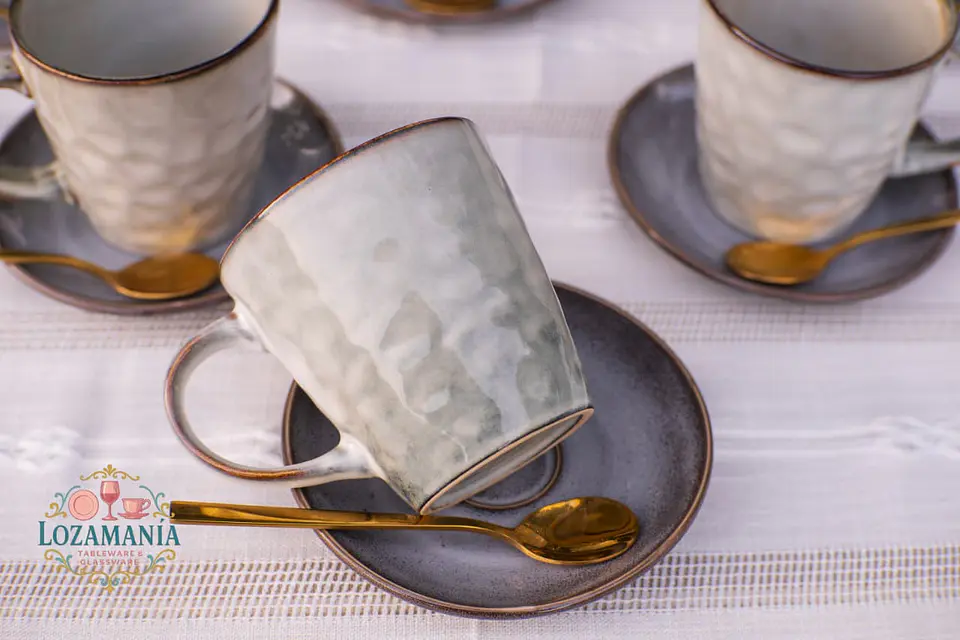Set de 6 Tazas y platillos estilo Rústico 