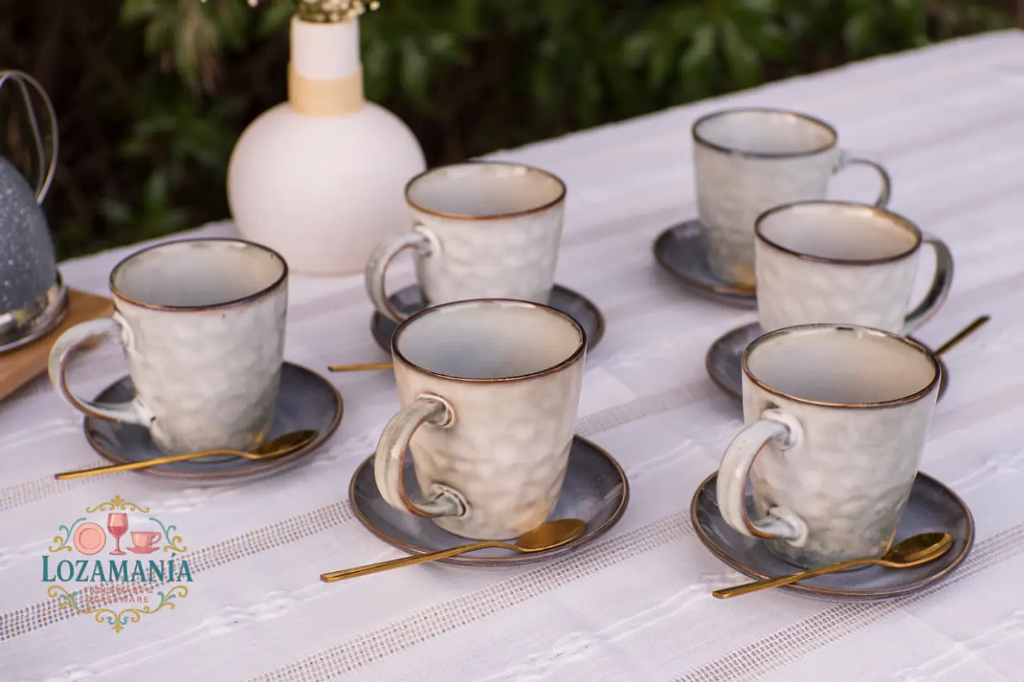 Set de 6 Tazas y platillos estilo Rústico 