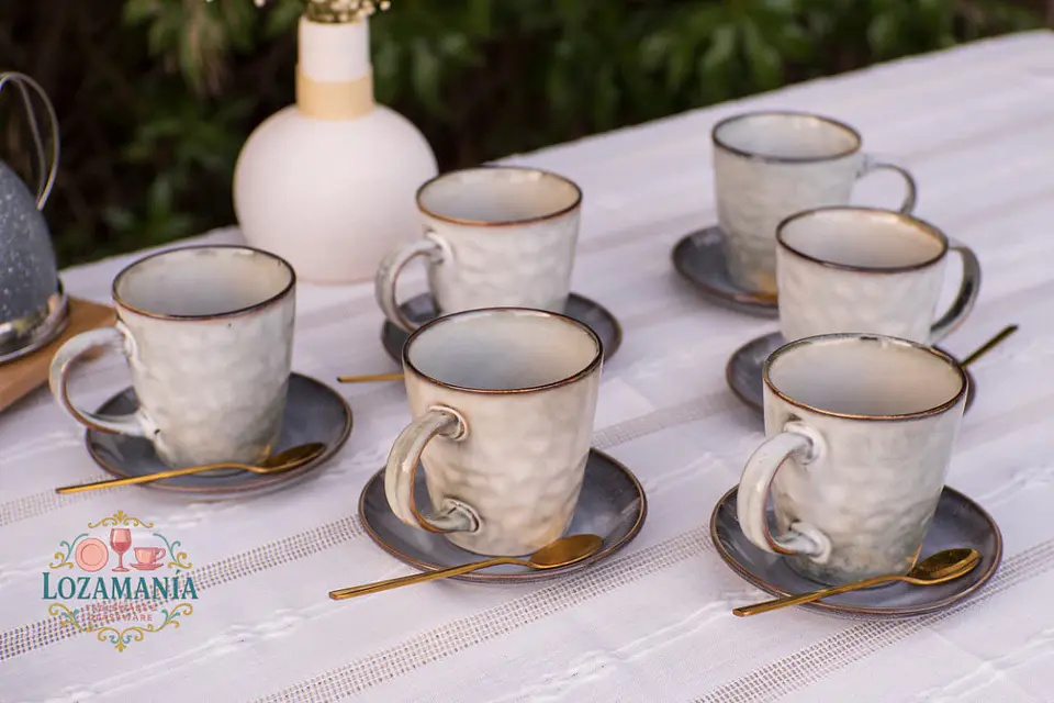 Set de 6 Tazas y platillos estilo Rústico 
