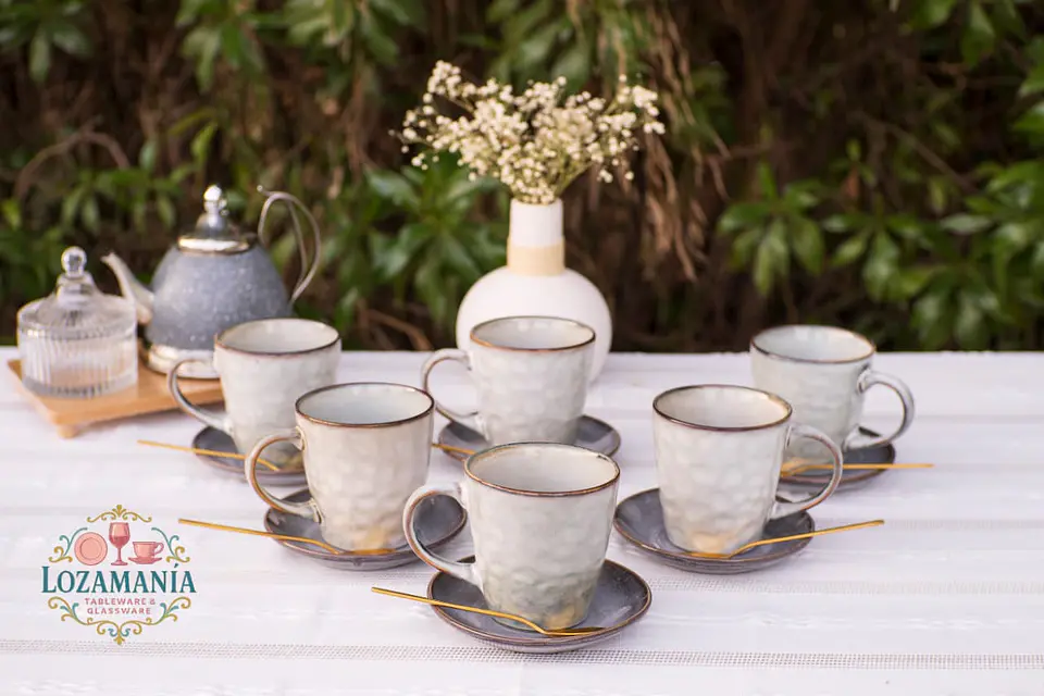 Set de 6 Tazas y platillos estilo Rústico 