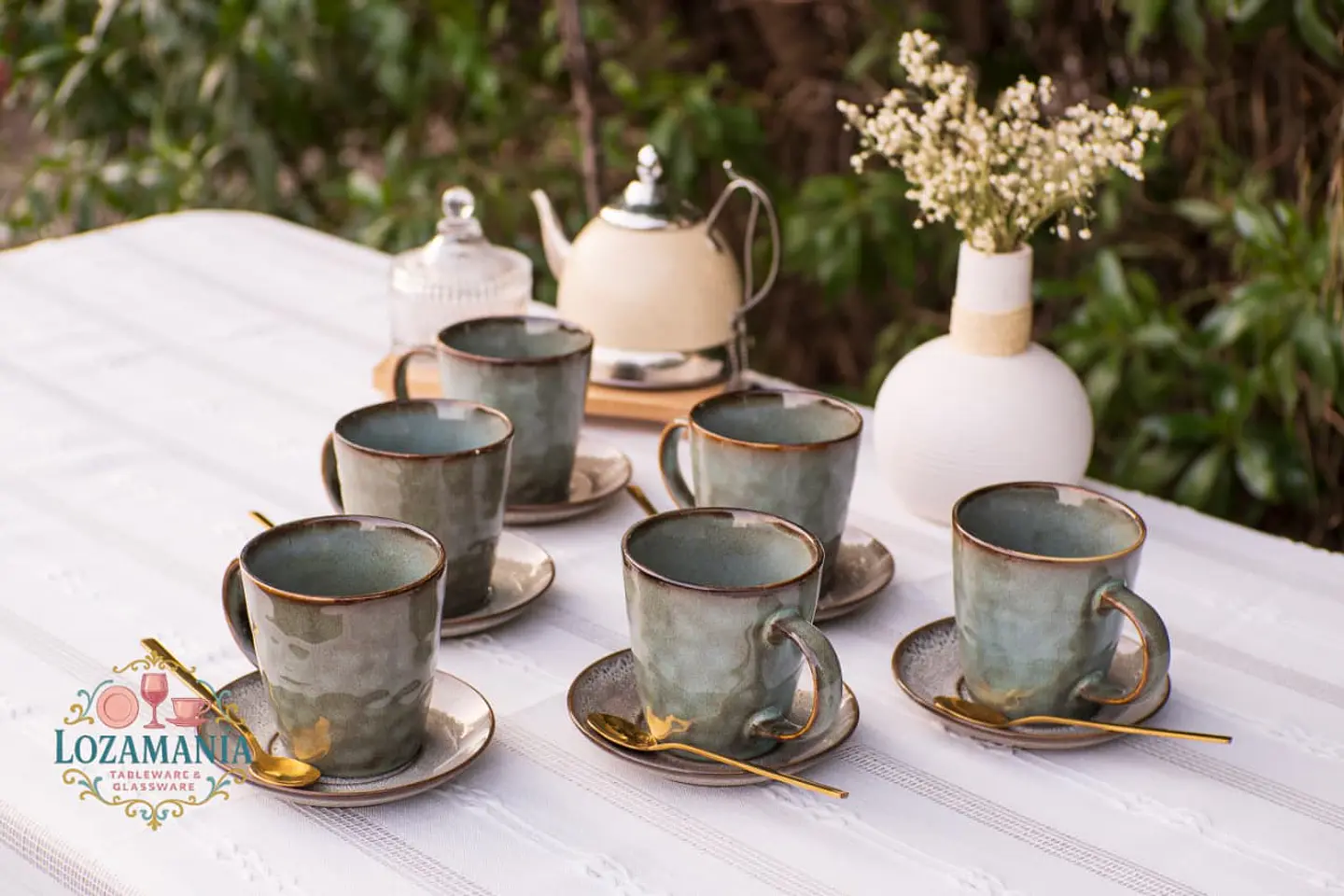 Set de 6 Tazas y platillos estilo Rústico 