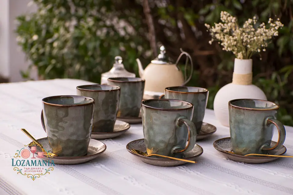 Set de 6 Tazas y platillos estilo Rústico 