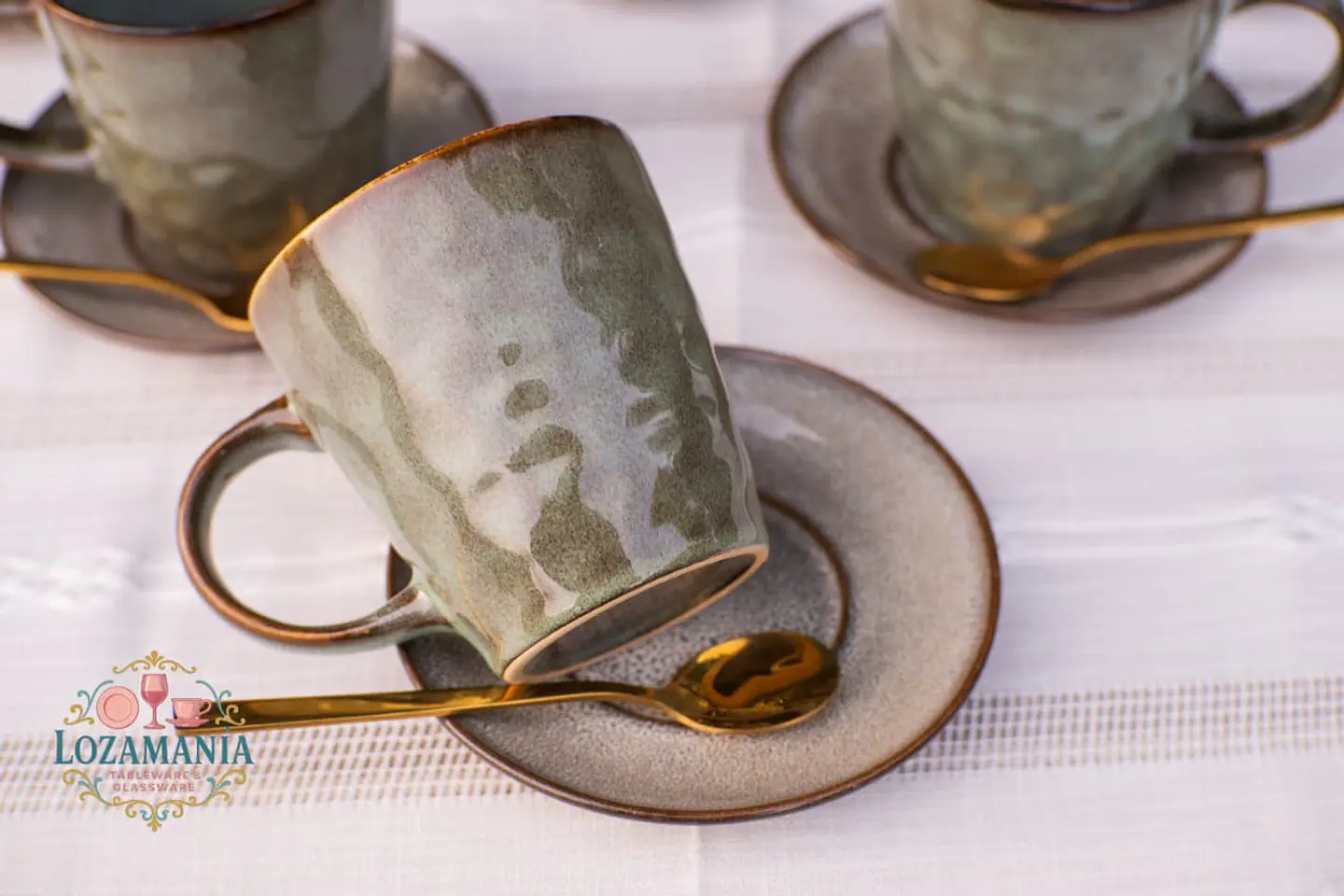 Set de 6 Tazas y platillos estilo Rústico 