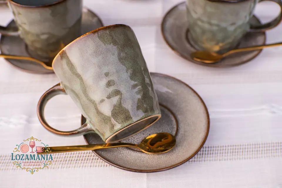 Set de 6 Tazas y platillos estilo Rústico 