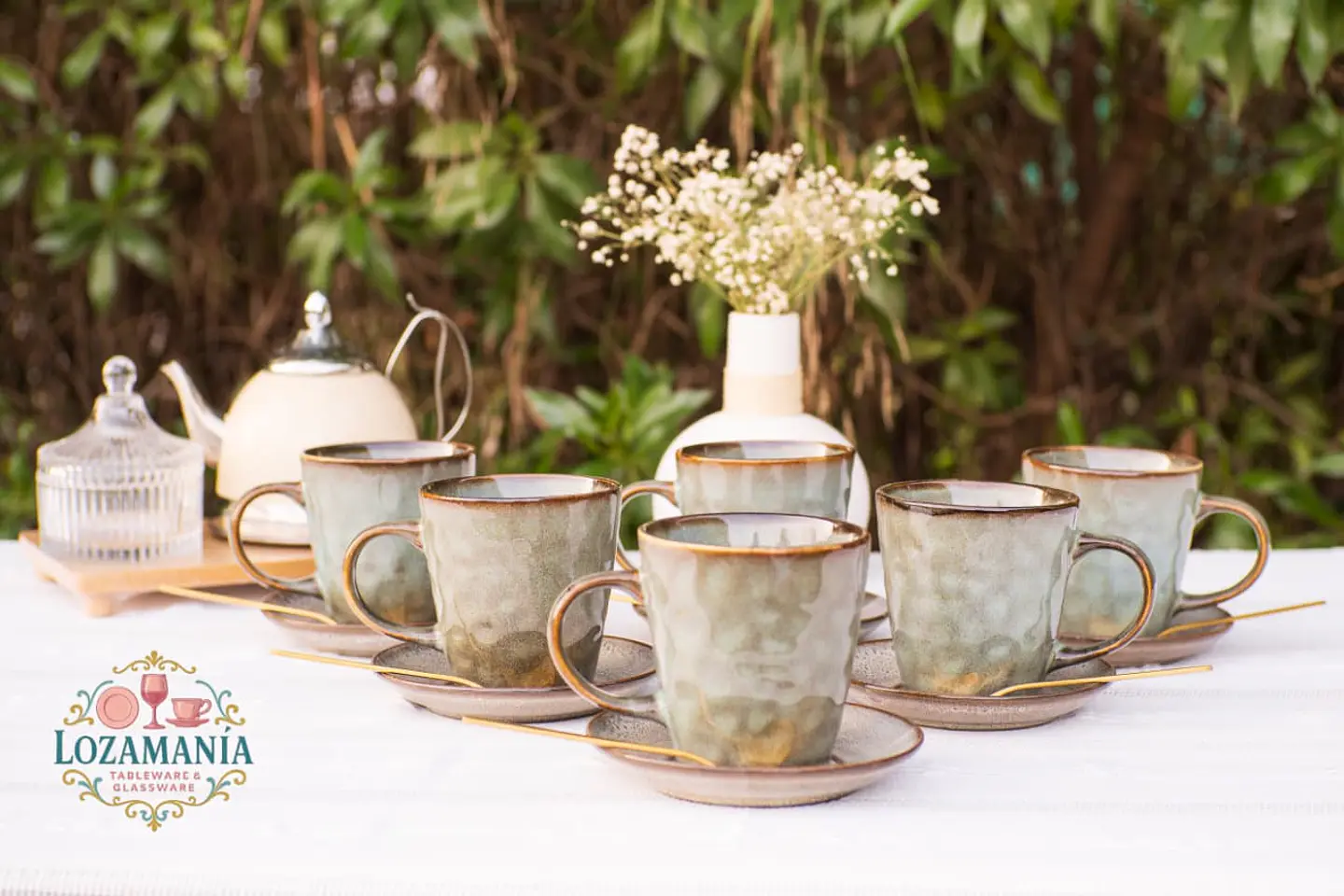 Set de 6 Tazas y platillos estilo Rústico 