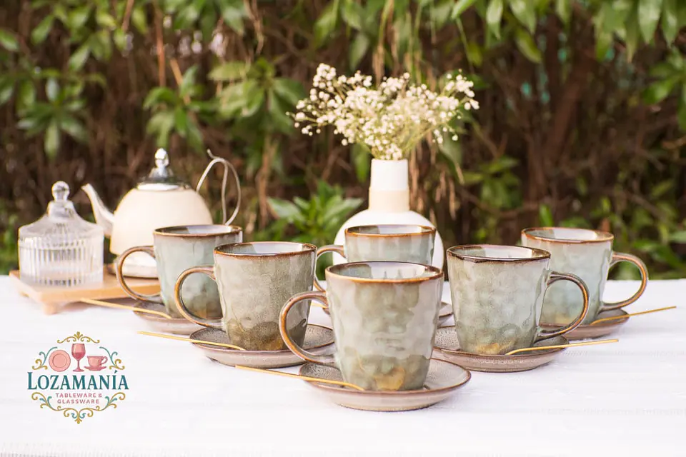Set de 6 Tazas y platillos estilo Rústico 