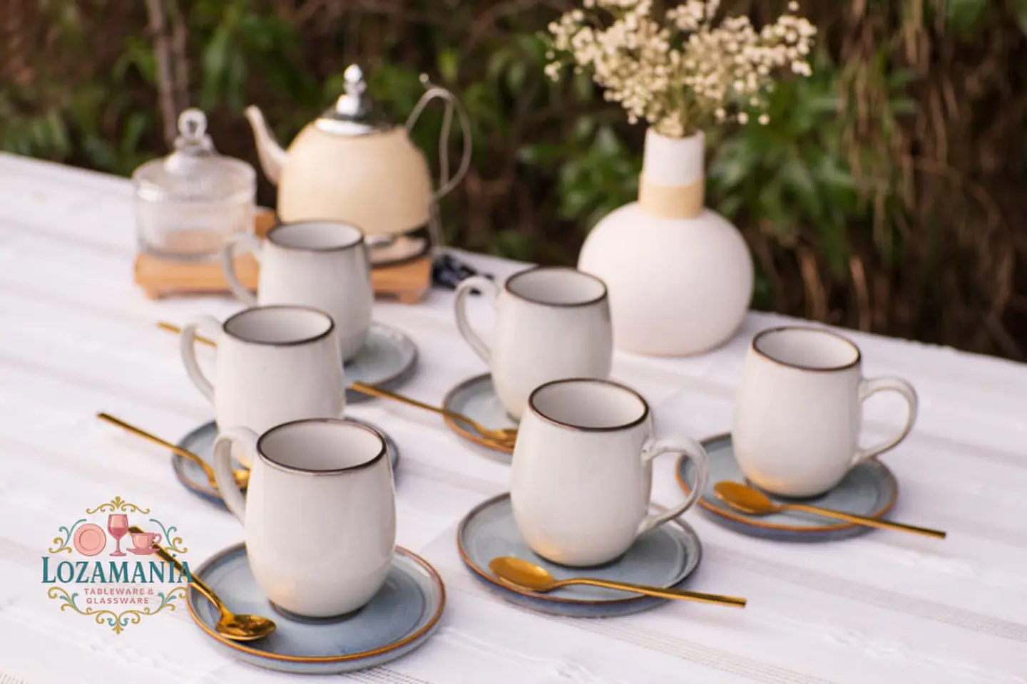 Set de 6 Tazas y platillos estilo Rústico 