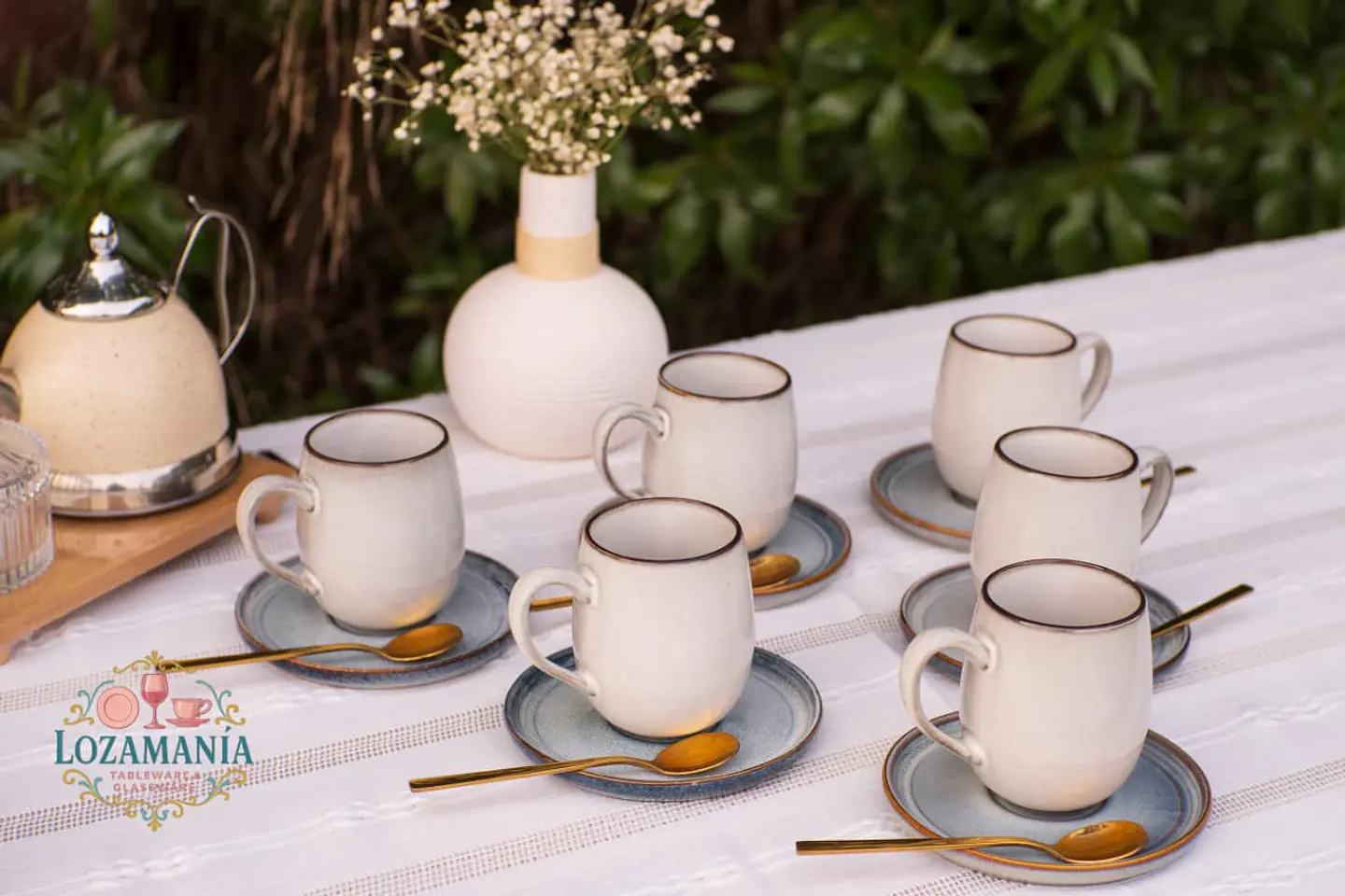 Set de 6 Tazas y platillos estilo Rústico 