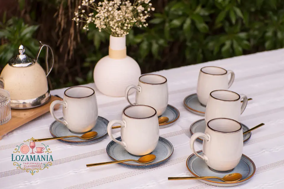 Set de 6 Tazas y platillos estilo Rústico 