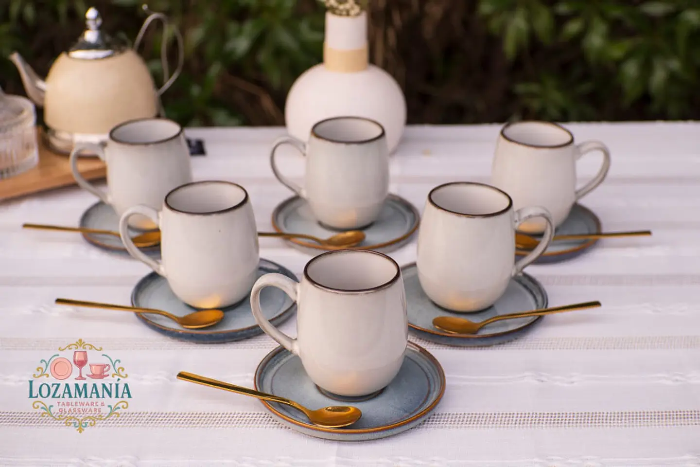 Set de 6 Tazas y platillos estilo Rústico 