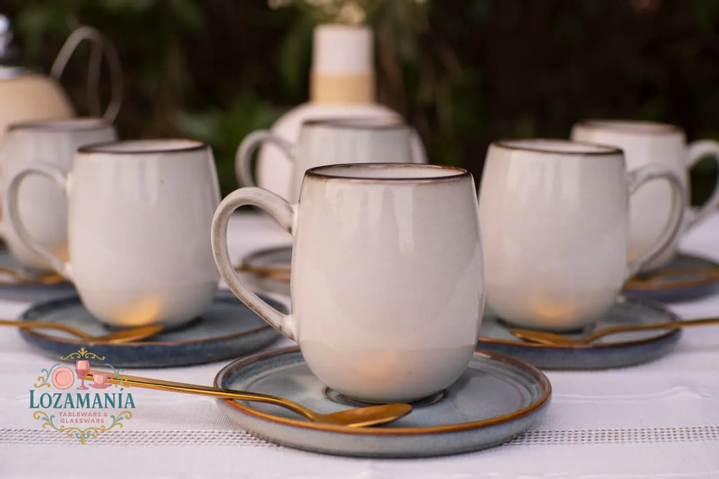 Set de 6 Tazas y platillos estilo Rústico 