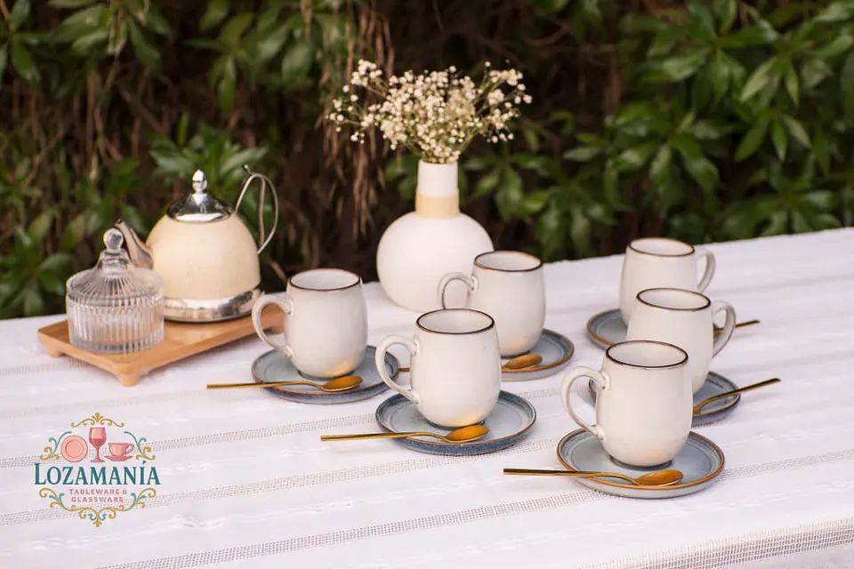 Set de 6 Tazas y platillos estilo Rústico 