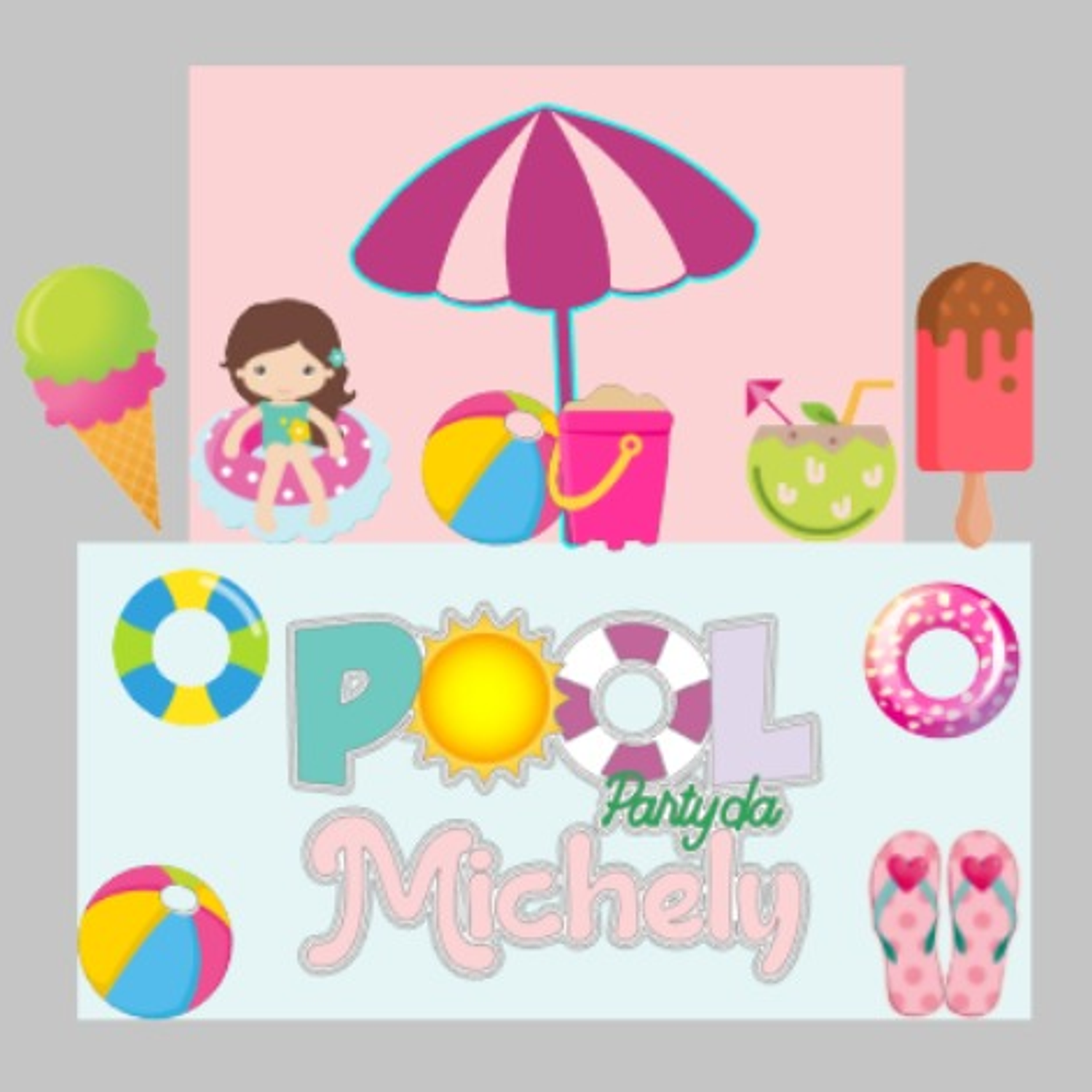 Arquivo de corte topo de bolo Pool Party 1