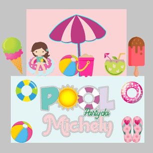 Arquivo de corte topo de bolo Pool Party 1