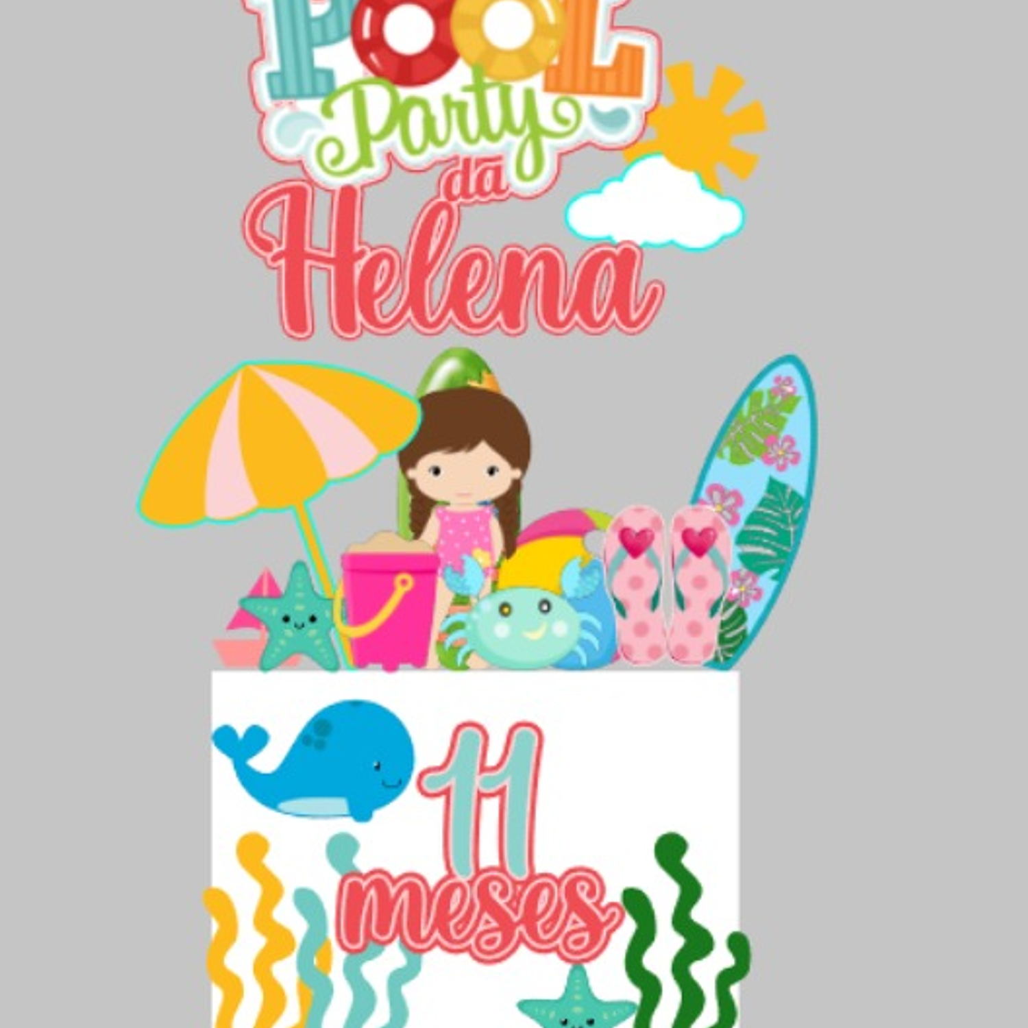 Arquivo de corte topo de bolo Pool Party 5