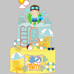 Arquivo de corte topo de bolo Pool Party 6