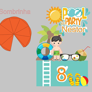 Arquivo de corte topo de bolo Pool Party 7