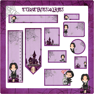 Arquivo de corte Etiqueta Escolar Wandinha 2 