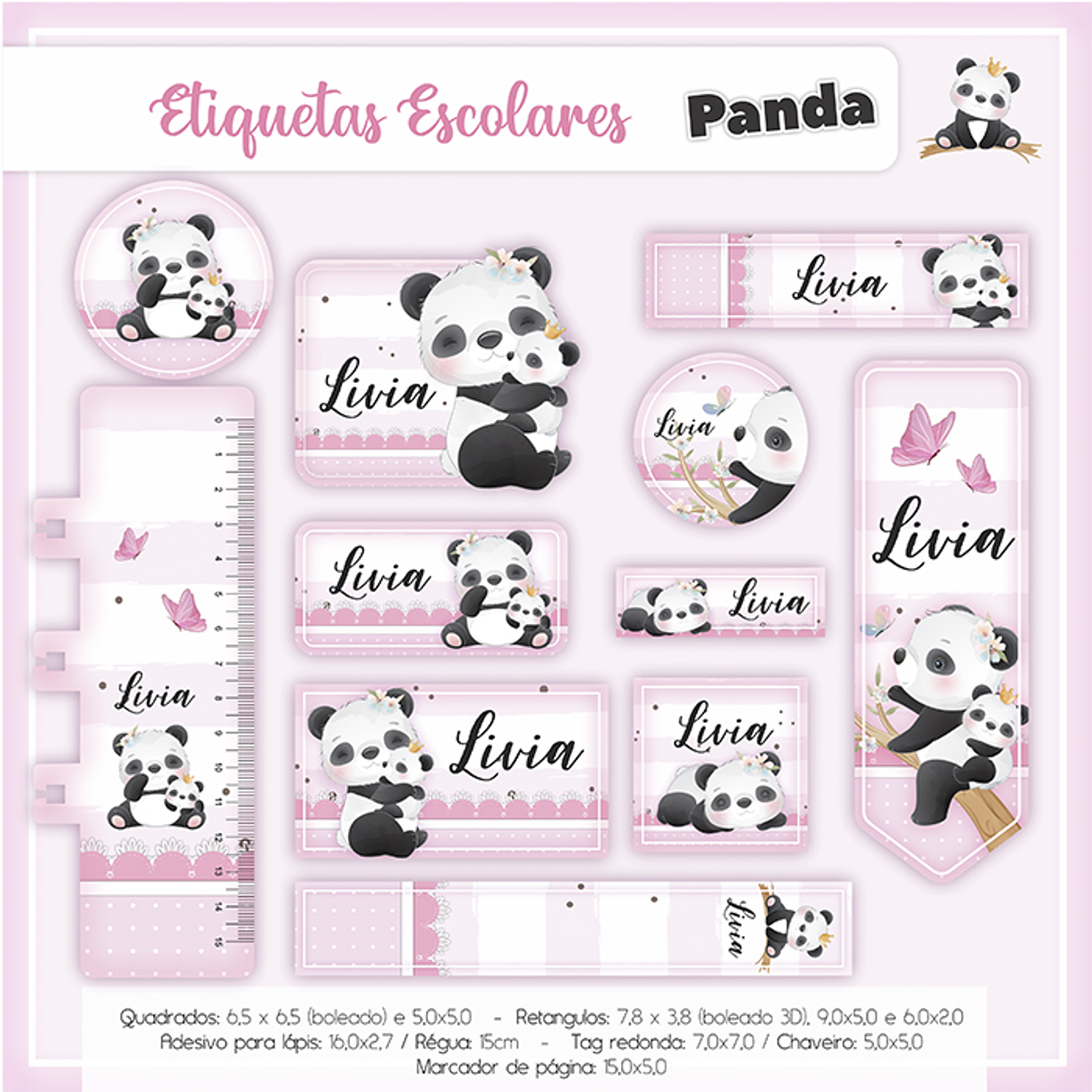 Arquivo de corte Etiqueta Escolar Panda 4