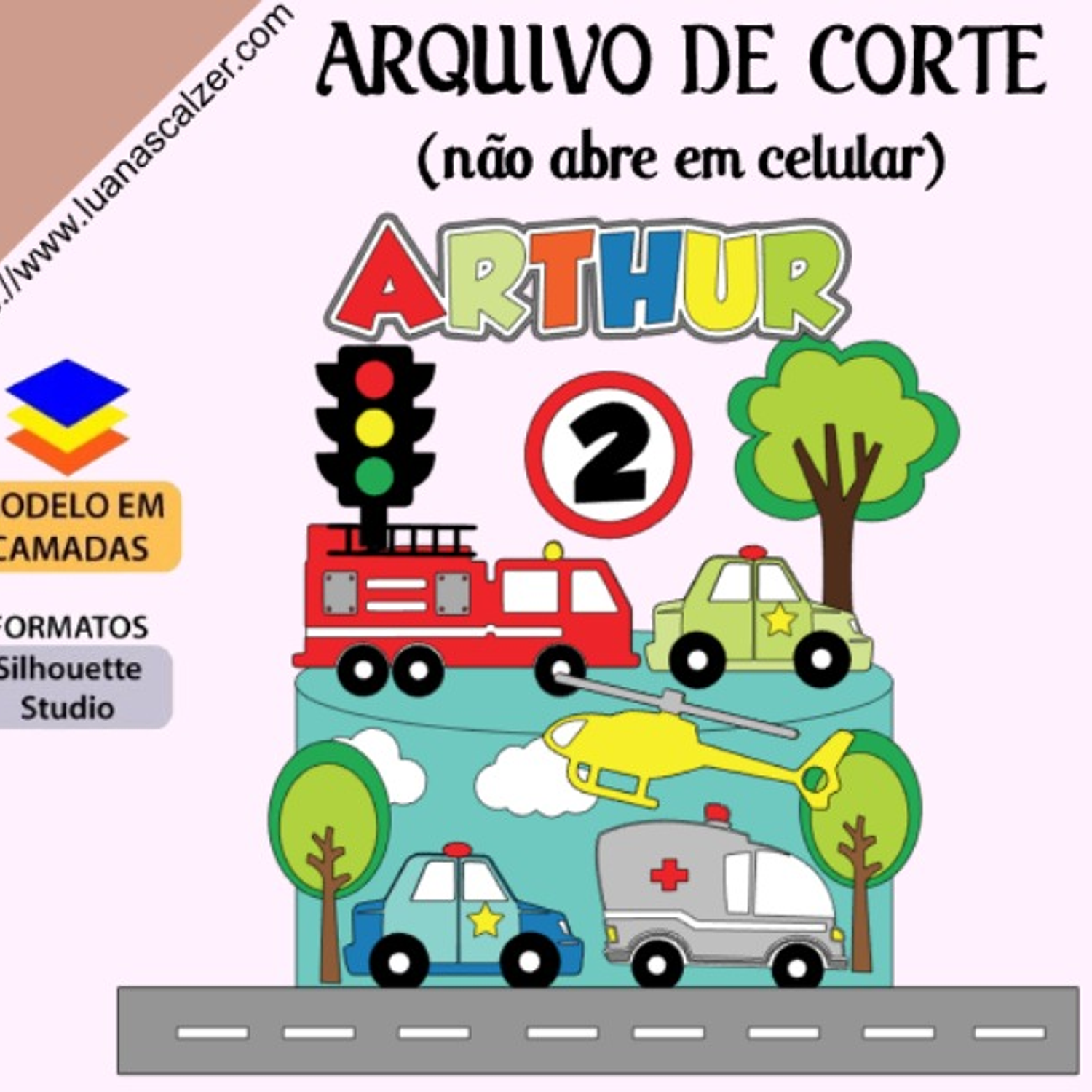 Arquivo de corte topo de bolo carrinhos 6